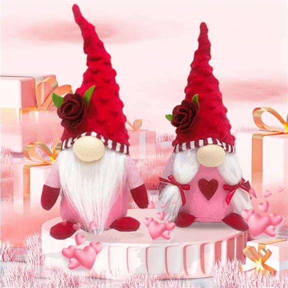 2PCS Valentines Day Gnome Plush Decorations