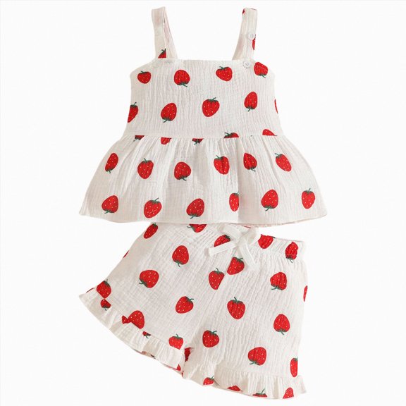 Girls 2 Pieces Outfits Set Casual Beach Shorts Summer Cotton Short Sleeve Shirts Clothes Set for Girls 6-12 Months 12-24 Months 2t 3t 4t 5t 6t 7t 8t 9t Children 18-24 Months