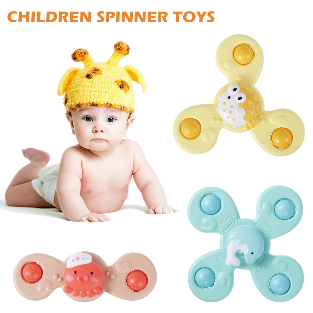 3 Pcs Suction Cup Spinning Top Toy Baby Sucker Spinning Toy Bath Toy for Baby