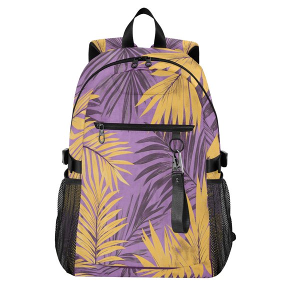 Full‑Print Casual Laptop Backpack, 20L Water‑Resistant Twill Tote Daypack with 14 Inch Computer Compartment for School Business Travel Super Cool Yellow Leaf