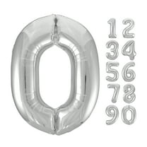Unique Industries Foil Big Number 0 Shaped 34" Silver Solid Print Balloon