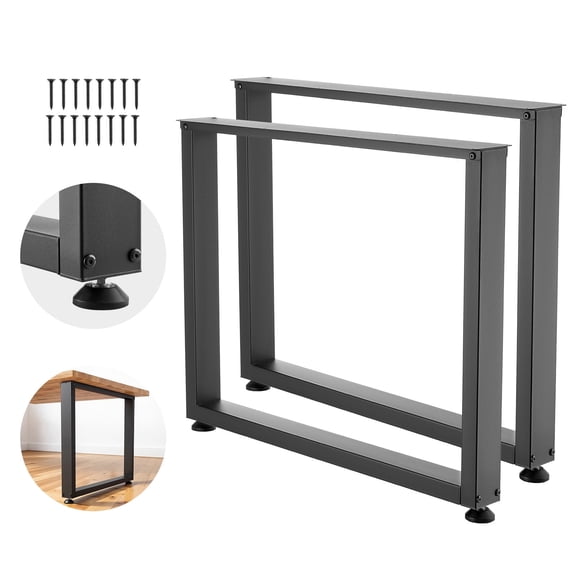 KFFKFF Square Steel Table Legs, 29.5" H x 35.4" W, Durable Modular Design, Easy to Assemble, Supports Up to 2204 lbs, Ideal for Desks, Workbenches, Dining Tables, and Bar Tables, Set of 2, Black