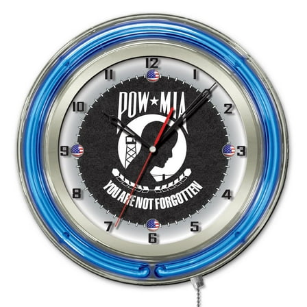 POW/MIA 19" Double Neon Wall Clock