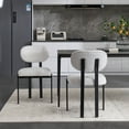 thumbnail image 2 of UHOMEPRO Dining Chair Set of 2, Mid-Century Linen Fabric Upholstered Kitchen Chairs with Metal Legs, 2PCS Dining Room Chairs Side Chairs for Dining Room Kitchen, Curve Back Design, Beige+Black, 2 of 8