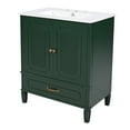 thumbnail image 2 of Christopher Knight Home Retro 30" Bathroom Vanity with Ceramic Sinks, Soft-Close Doors, Dark Green, 2 of 13
