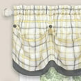 thumbnail image 3 of Window Curtain Valance, Double Layer Plaid Gingham Design, Button Tab Top Window Valance, Gray, 58" W x 14" L, 3 of 3
