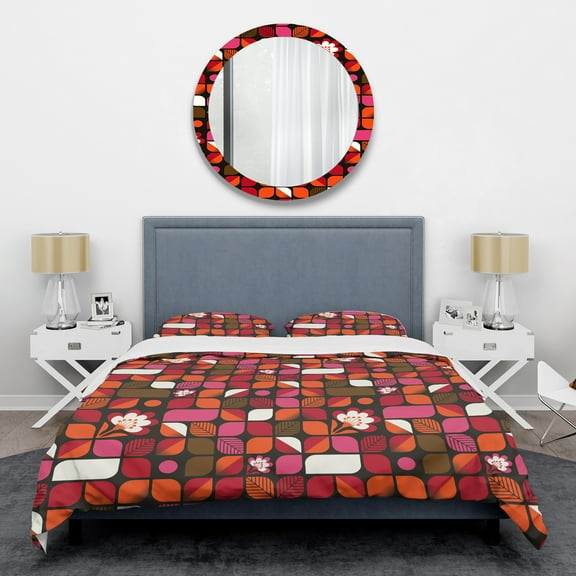 Designart 'Geometric Retro Flower Design I' Mid-Century Modern Duvet Cover Set