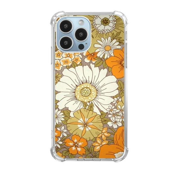 70S Flowers Case for iPhone 13 Pro,Aesthetic Art Design TPU Bumper Cover Case