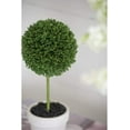 thumbnail image 2 of A&B Home Artificial Plants - Artificial Boxwood Topiary Tree, Artificial Ball Shaped Tree w/White Pulp Pot for Home Décor Indoor,Set of 3 Faux Tabletop Plant, 11" x 4" x 10", 2 of 3