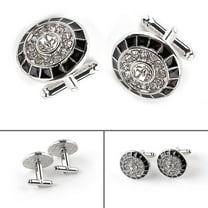 LABSERRON 2Pcs Black Round Cuff Links for Men Business-Style Wedding Accessory