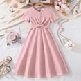 thumbnail image 6 of MEZZALL Elegant Solid Color Girls Dress With Short Sleeves Waist Definition And Flared Skirt And Daily Wear Fashionable Dresses, 6 of 8