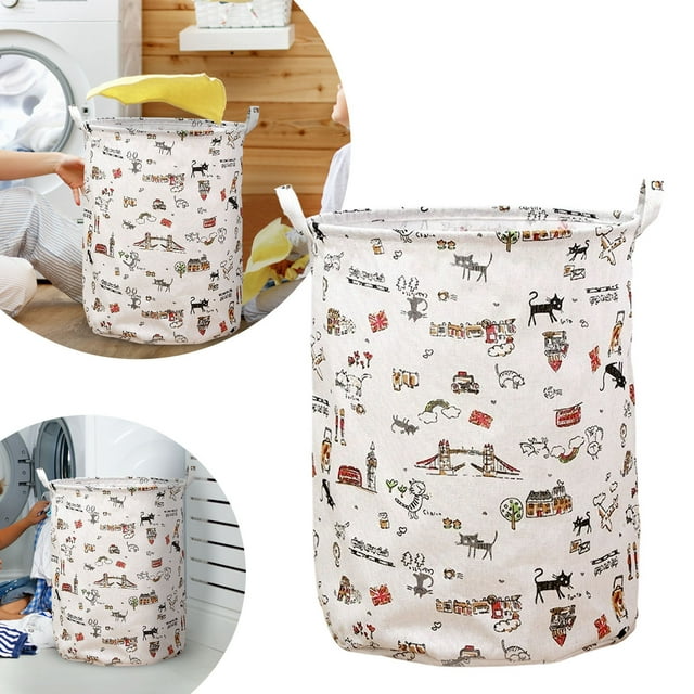 Stylish Patterned Linen Laundry Hamper Large Open Top Breathable Fabric For Home Bedroom Durable And Easy Design
