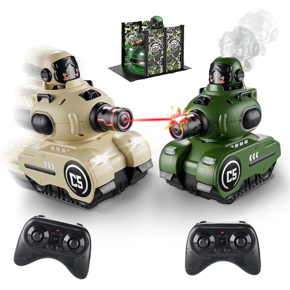 SaveJoy RC Battle Tank 2 pack, Remote Control Car with recharge station & Pilot Ejection, Rechargeable RC Car Toy Gift for kids Ages 3 