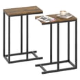 thumbnail image 1 of Gymax C-shaped End Table Modern Sofa Side Table w/ Adjustable Foot Pads Rustic Brown & Black, 1 of 9