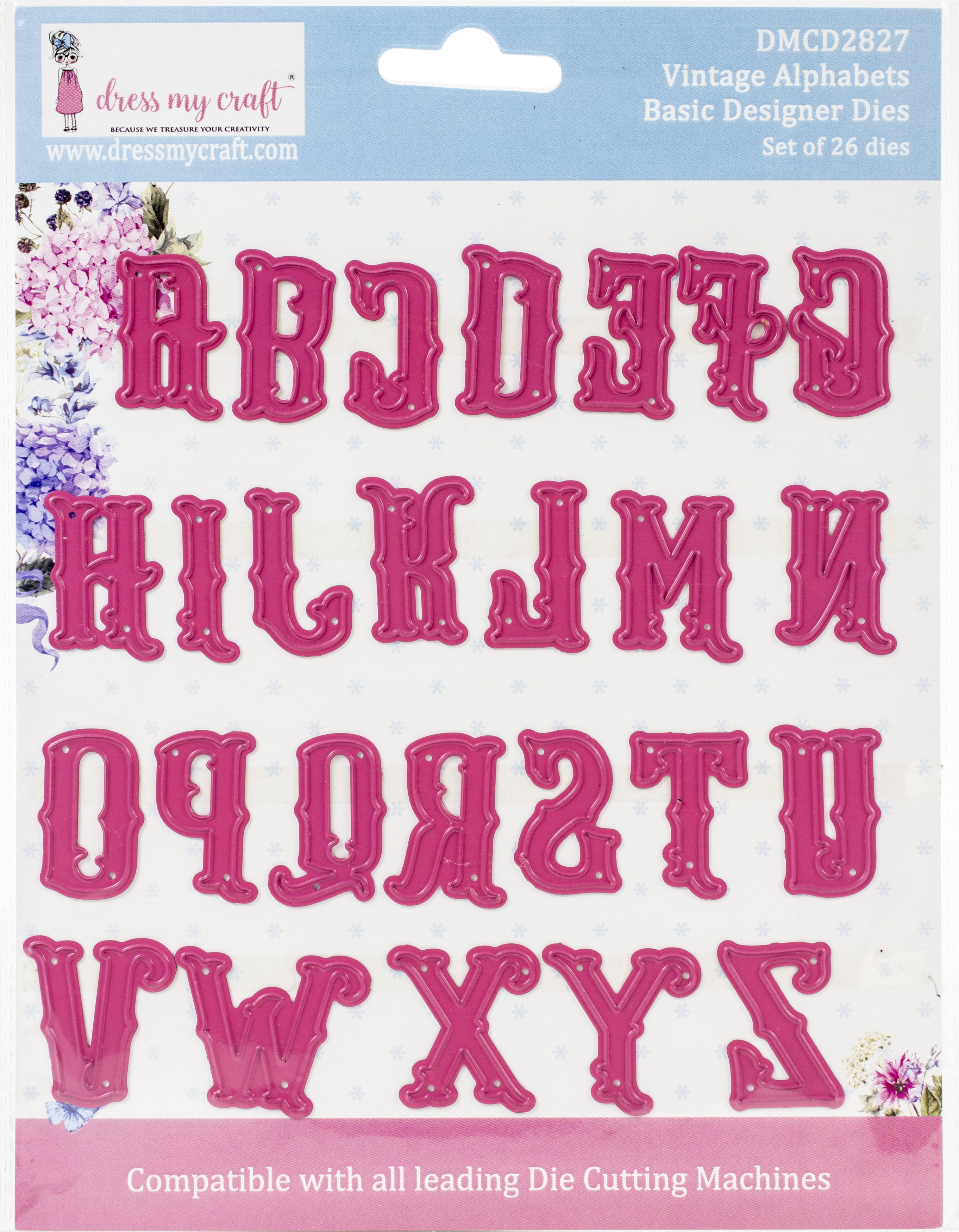 Dress My Crafts Designer Cutting Dies 26/Pkg-Vintage Alphabet