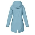 thumbnail image 6 of Plus Size Long Rain Jacket for Women Hiking Sports Zipper Hooded Windbreaker Jackets Outdoor Casual Waterproof Coat Light Blue, 4XL, 6 of 7