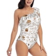 thumbnail image 3 of Gaeub Coffee Women's One Shoulder Ruffle Tummy Control Swimwear for Swimming Surfing Beach Party - Medium, 3 of 8