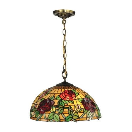 tiffany pendant ceiling hanging antique brass rosewood light crafted fixture glass hand mini dale