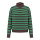thumbnail image 1 of Suéteres Prolriy para mujer, suéter de cuello alto medio con contraste de rayas retro para mujer, suéter holgado informal de fondo, suéteres para mujer, tops para mujer, verde, 1 of 4