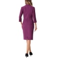 thumbnail image 4 of INSPIRE CHIC Women's 2 Piece Suit Set Collarless 3/4 Sleeve Blazer High Waist Pencil Skirt Work Outfits Plum Purple XS, 4 of 6