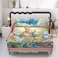 thumbnail image 5 of Xoenoiee Rabbit Bunny Egg Flower Pattern 3 Pieces Fitted Sheet Set, Soft Breathable, Deep Pocket Fitted Sheet + 2 Pilowcases for Room Hotel Easter Decor, Twin XL Size, 5 of 7