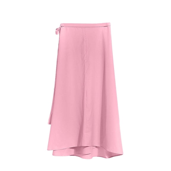 Sexlip Womens High Waist Solid Midi Skirt Elastic Waist Design Lightweight Fabric Relaxed Silhouette for Office Wear Pink Free Size