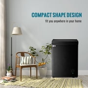 3.5 Cubic Chest Freezer, Compact Deep Freezer with Top Open Door and Removable Storage Basket, 7 Gears Temperature Control, Energy Saving, for Office Dorm or Apartment