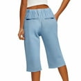thumbnail image 6 of EANJE Pedal Pushers for Women Linen Capri Pants Knee Length Trendy Summer High Waisted Bermuda Shorts Dressy Casual Linen Capris with Pockets Sky Blue S, 6 of 6