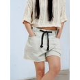 thumbnail image 6 of Women's Denim Drawstring Pockets High Rise Knee Length Pants Jorts Shorts for Casual Summer Light Blue S, 6 of 8