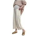 thumbnail image 2 of Delliss Maternity Wide Leg Pants Over The Belly Yoga Dress Work Pregnancy Pants Stretchy Lounge Wide Leg Trousers with Pockets, 2 of 7