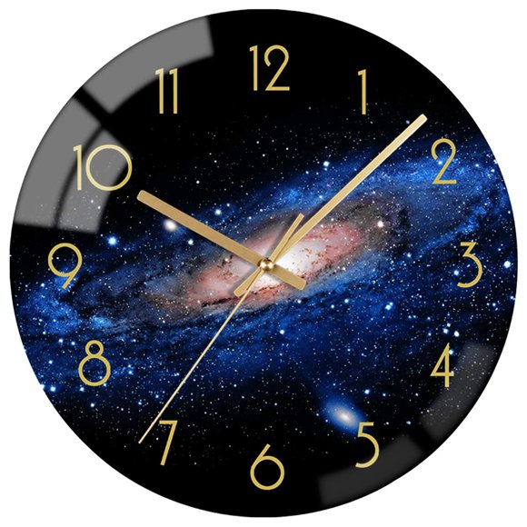 Reloj de pared VIKMARI negro de 30 cm, redondo, silencioso, con cristal antitictac