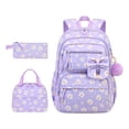 thumbnail image 3 of Weebloom Bow School Backpack With Lunch Box Pencil Case For Kids Girls Cute 3Pcs School Bags Set Daypack Large Bookbag Elementary Middle High School Light Purple, 3 of 5