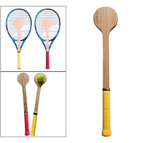 Functional Tennis Pointer Training Aid,Tennis Pointer Wooden Tennis Spoon Tennis Racket for Sweet Spot, Accurately Swing Practice Yellow
