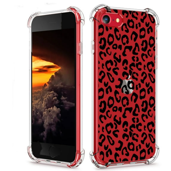 Leopard print Clear Case for iPhone 7/8/SE,Aesthetic Art Design Case for Men Women,Unique Soft Transparent TPU Bumper Case Cover