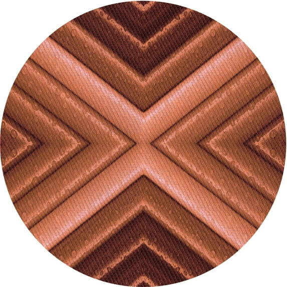 Ahgly Company Machine Washable Indoor Round Transitional Bright Orange Area Rugs, 4' Round