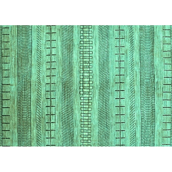 Ahgly Company Machine Washable Indoor Rectangle Abstract Turquoise Blue Contemporary Area Rugs, 8' x 10'