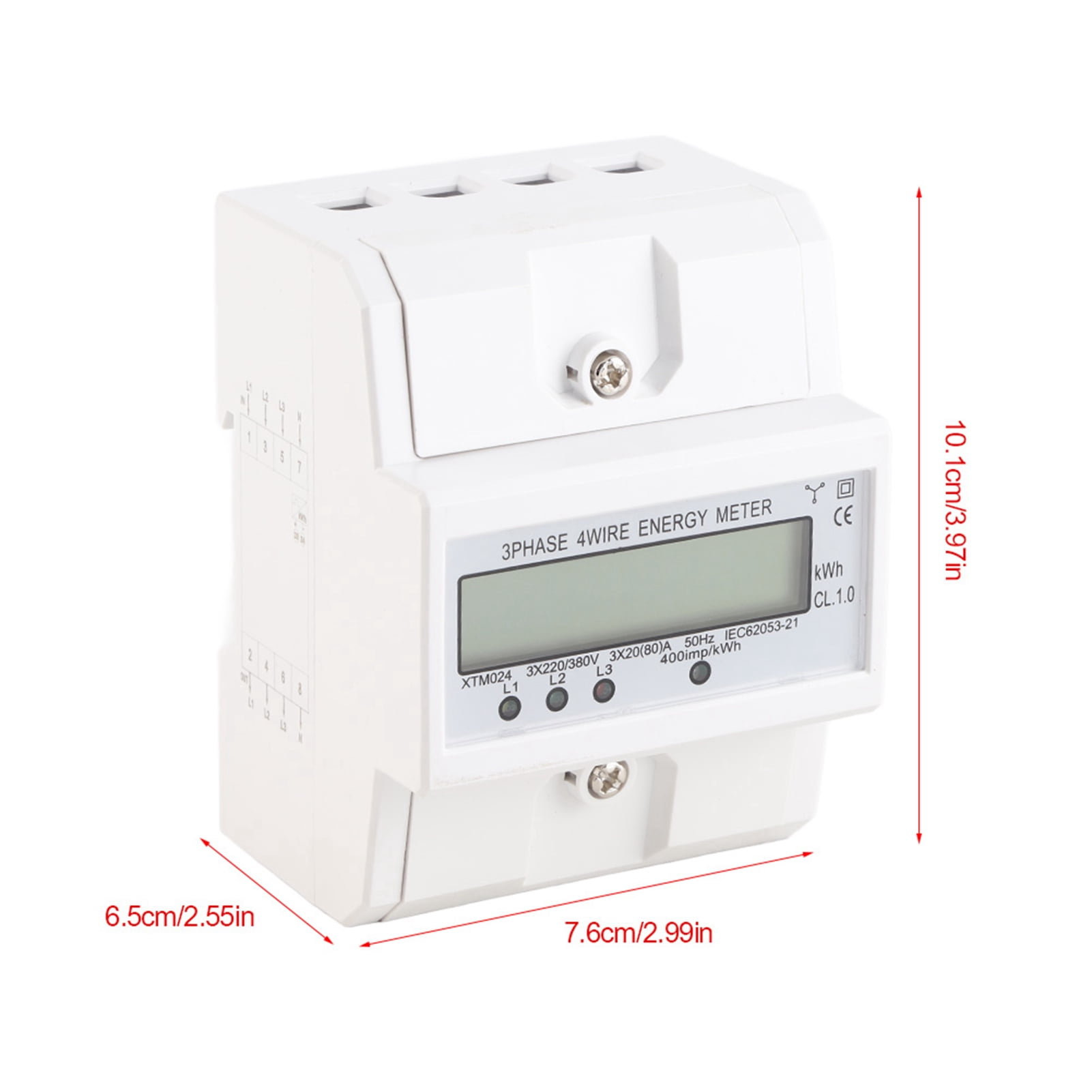 Digital LCD 3 X 20(80A) Three Phase Four Wire Din Rail KWh Electronic Energy Meter