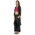 thumbnail image 3 of Inkmeso Womens 3 Pcs Nightwear Set Crop Tank Top Loose Pants & Front Open Shrug Sleepwear, 3 of 7