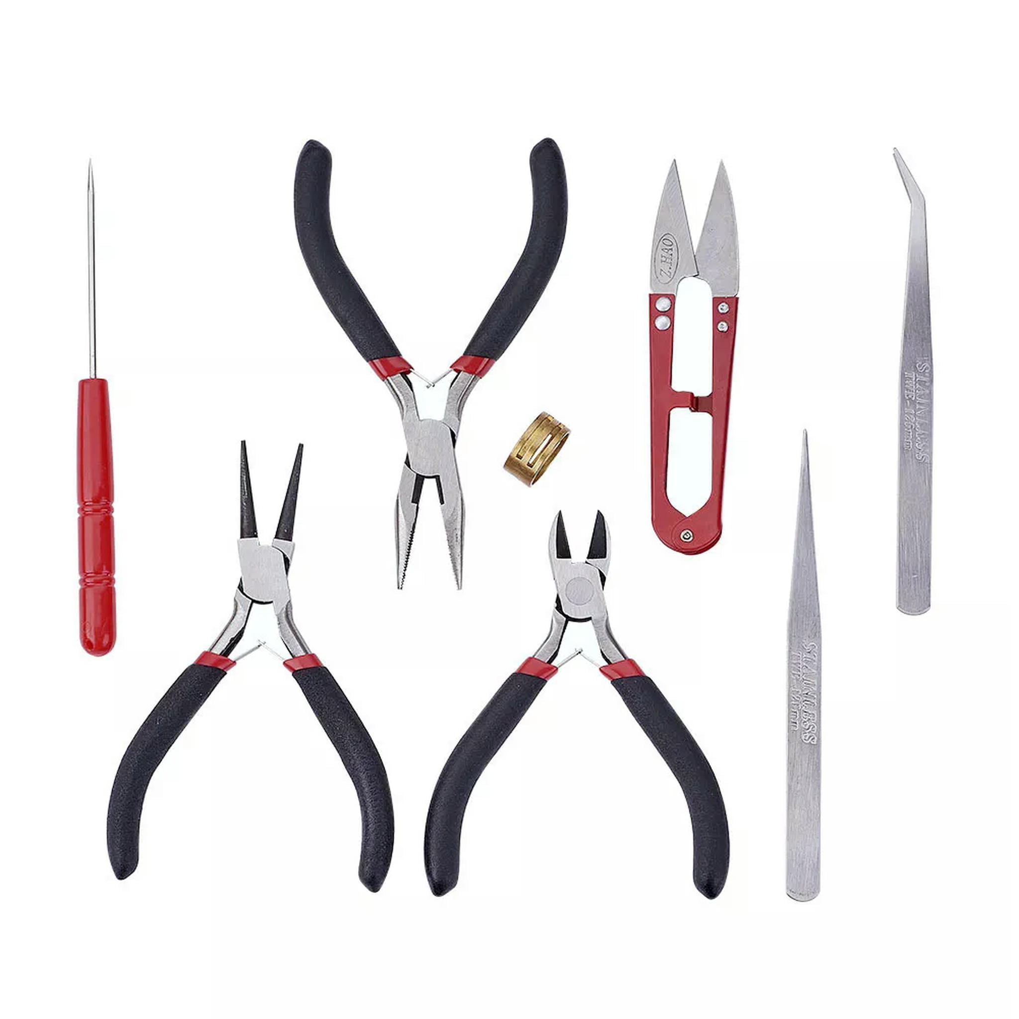 U8MO 8pc/Set Professional Beading Jewelry Tool Kits Pliers Cutter Scissor Tweezer Awl