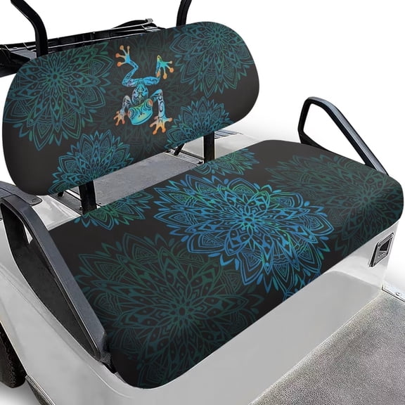 chaqlin Non-Slip Boho Mandala Frog Golf Cart Seat Covers, Universal Fit for Club Car, EZGO, Yamaha, Golf Cart Bench Cover and Backrest Cover Set for 2-Person Seats