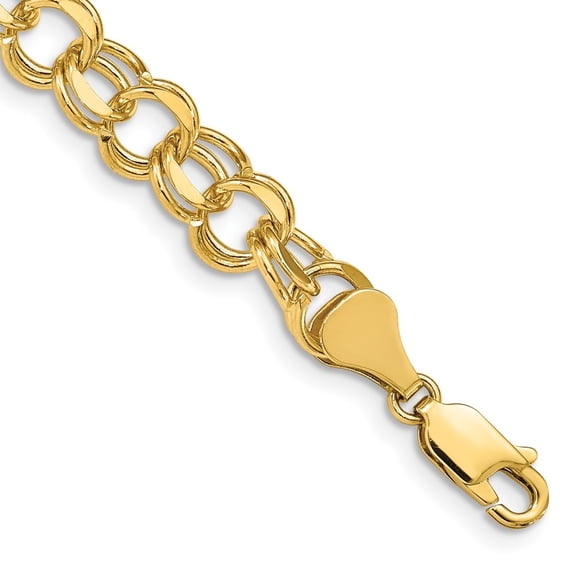 Auriga Fine Jewelry 14K Yellow Gold Double Link Charm Bracelet 7 inch for Women