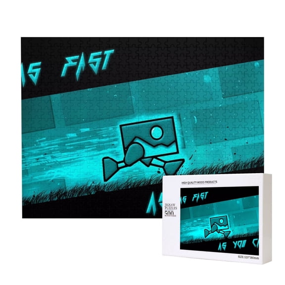 Saiise Geometry Dash Print 500 Jigsaw Puzzle for Adults and Family,Impossible Hard Difficult Challenging Puzzles for Adults - Finished Puzzle Size is 20.4 x 15 in