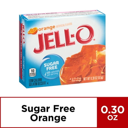(3 pack) (3 Pack) Jell-O Orange Sugar-Free Gelatin, 0.3 oz Box