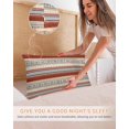 thumbnail image 5 of Hokiten Pillow Cases Standard Size Set of 2, Lumbar Pillow Covers, Brown Ethnic Boho Satin Pillowcases with Zipper for Hair/Skin, Modern Stripes Geometric Abstract 20x26 Inches, 5 of 6