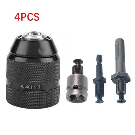 

Sufanic 4Pcs 3/8-24UNF 0.8mm-10mm Keyless Metal Drill Chuck with Quick Change Adapter