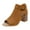 Brown, variant on Womens Peep Toe Ankle Booties Chunky Heels Cutout Back Zipper Sandals Suede Side Ankle Strap Dress Sandals