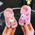 thumbnail image 2 of Dakaela 9M-5Y Kids Sandals Light up Bear Boys Girls Summer Water Shoes Non Slip Athletic Beach Casual Slides with Hook and Loop Pink, 2 of 5