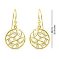 thumbnail image 3 of LeCalla 925 Sterling Silver 18K Yellow-Gold Plated Filigree Leaf Diamond-Cut French Wire Dangle Earrings for Women and Teen 26MM, 3 of 6