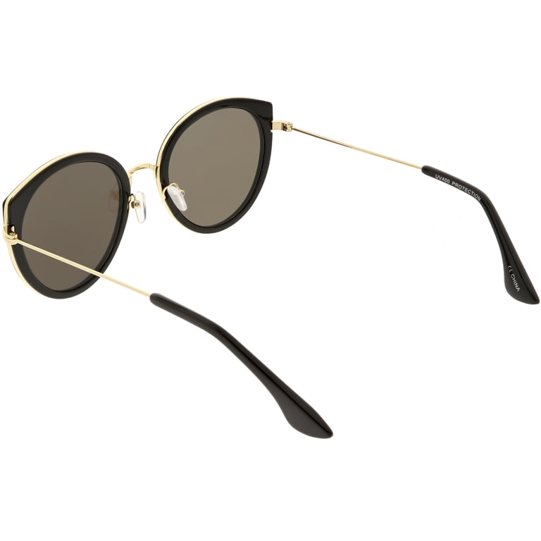 Modern Cat Eye Sunglasses Metal Trim Round Colored Mirror  display picture 1