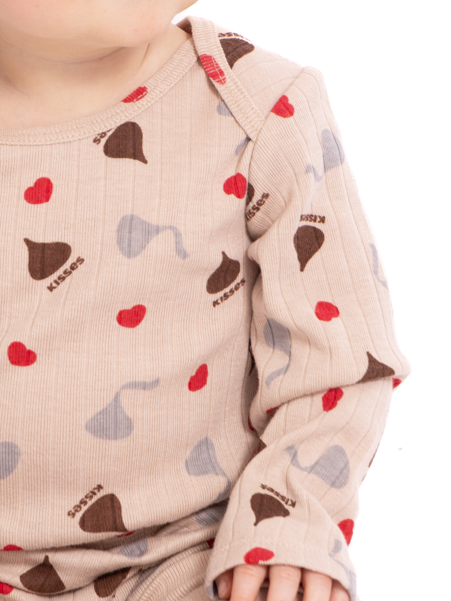 Hershey Kisses Baby Girls Valentine's Day Long Sleeve Bodysuit with Matching Joggers, 2-Piece Set, Sizes Newborn-12M